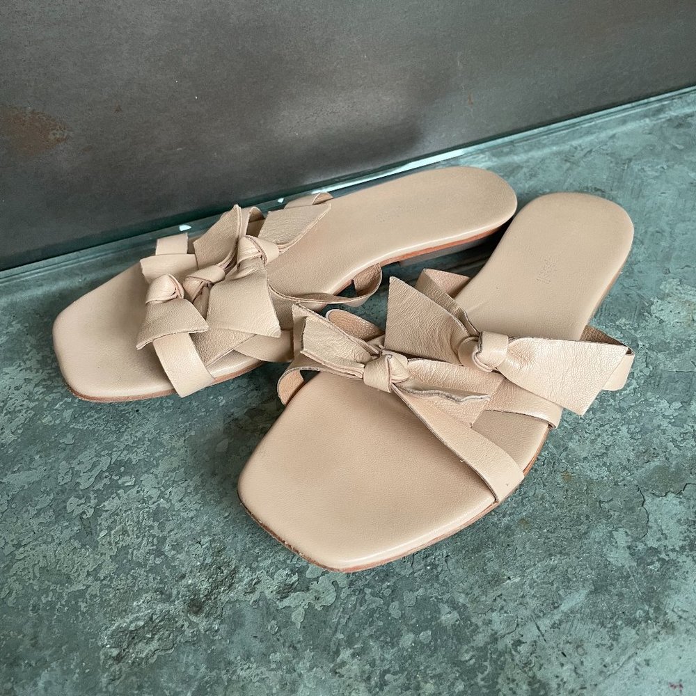 Jeffrey Campbell Atone Bow Sandals In Natural Goatskin